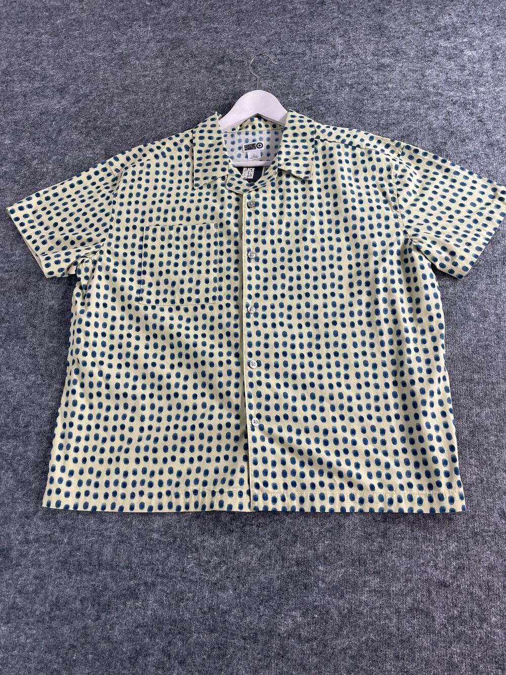 Black History Month House of Aama Shirt Men Large Yellow Polka Dot Hawaiian N310